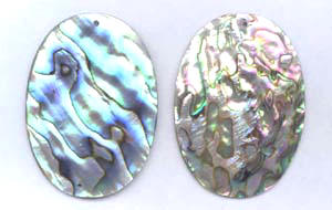 Flat Oval Abalone Shell Pendant Beads