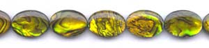 Yellow Dyed Abalone Flat Oval Beads