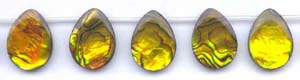 Yellow Dyed Flat Pear Abalone Drop Beads