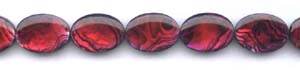 Red Dyed Abalone Flat Oval Beads