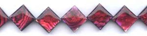Red Dyed Abalone Square Diamond Beads