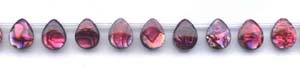 Red Dyed Flat Pear Abalone Drop Beads