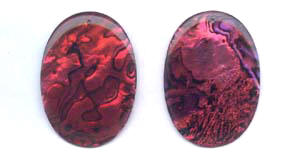 Red Dyed Flat Oval Abalone Pendant Beads