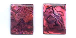 Red Dyed Flat Rectangle Abalone Pendant Beads