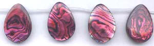 Red Dyed Flat Pear Abalone Drop Beads