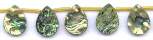 Green Dyed Flat Pear Abalone Drop Beads