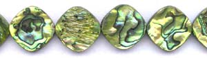 Green Dyed Abalone Square Diamond Beads
