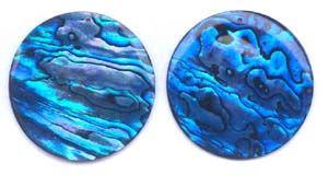 Blue Dyed Coin Shell Abalone Pendant Beads