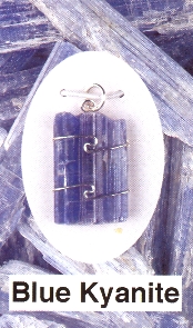 Natural Blue Kyanite Wire Wrapped Stone Pendants