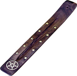 WOOD BOAT Incense HOLDERS PENTACLE INLAY