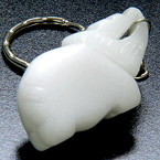 LUCKY ELEPHANT WHITE JADE KEYCHAIN