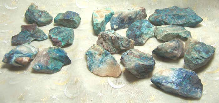 Ajoite, Papagoite, Shattuckite Combination Natural, Rough, Raw