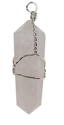 WIRE WRAP ROSE QUARTZ PENDANT 