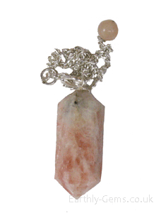 Faceted Sunstone Pendulum Double Terminated