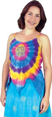 SPAGHETTI STRAP - RAINBOW TYE DYE CELTIC PENTACLE 