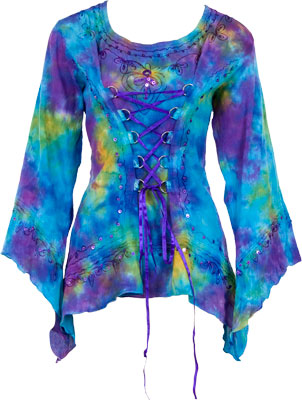 BLOUSE - AQUA RENAISSANCE TIE-DYE 