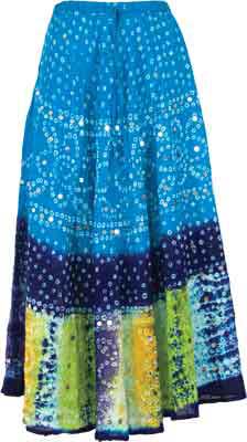 SKIRTS, BLUE SEQUINED COTTON