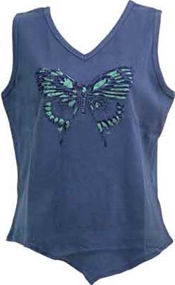 TANK TOPS, BUTTERFLY BLUE MD 