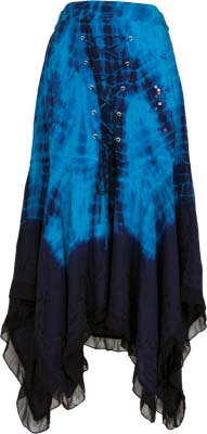 SKIRTS, LACE UP BLUE TYE DYE MED 