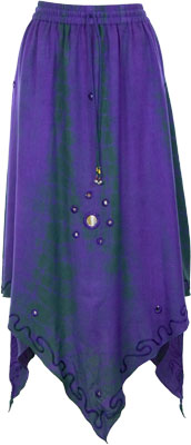 SKIRTS, MEDIEVAL PURPLE GREEN RAYON