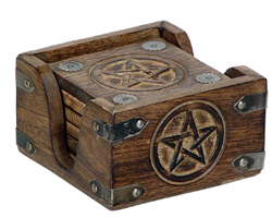 PENTACLE ANTIQUE WOOD COASTER 