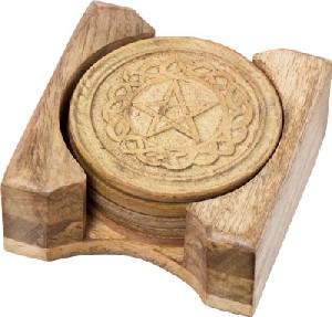 PENTACLE AND FLOWER ROUND COASTER SET 