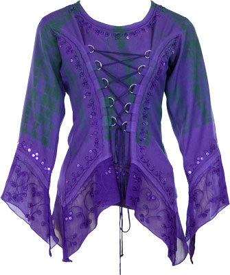 BLOUSE - PURPLE GREEN GEORGETTE 