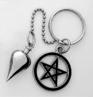 Black Pentagram Charm Pendulum Key Ring