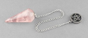 Rose Quartz Cone Pendulum With Pentagram Top