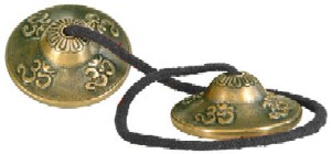 Tibetan Tingshas Medium Om Embossed